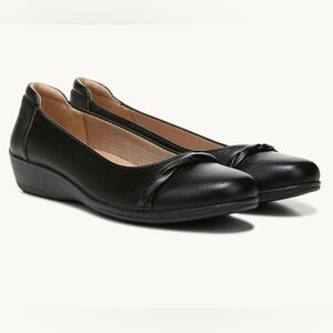 Life Stride Impact Black Faux Leather Slip On Comfort Ballet Flats Women Sz 9.5
